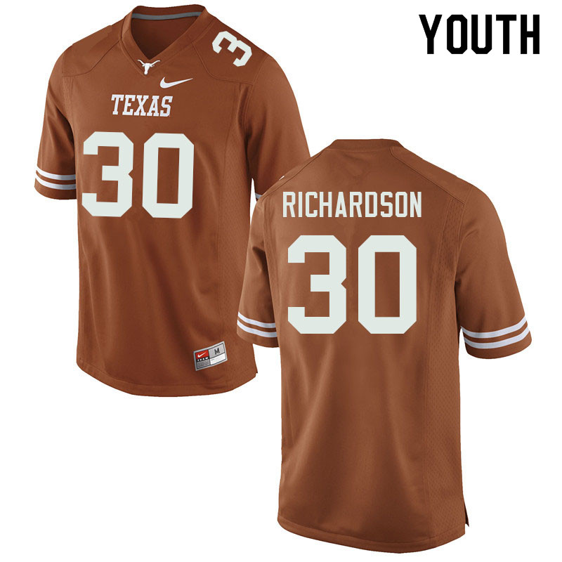 Youth #30 Devin Richardson Texas Longhorns College Football Jerseys Sale-Orange